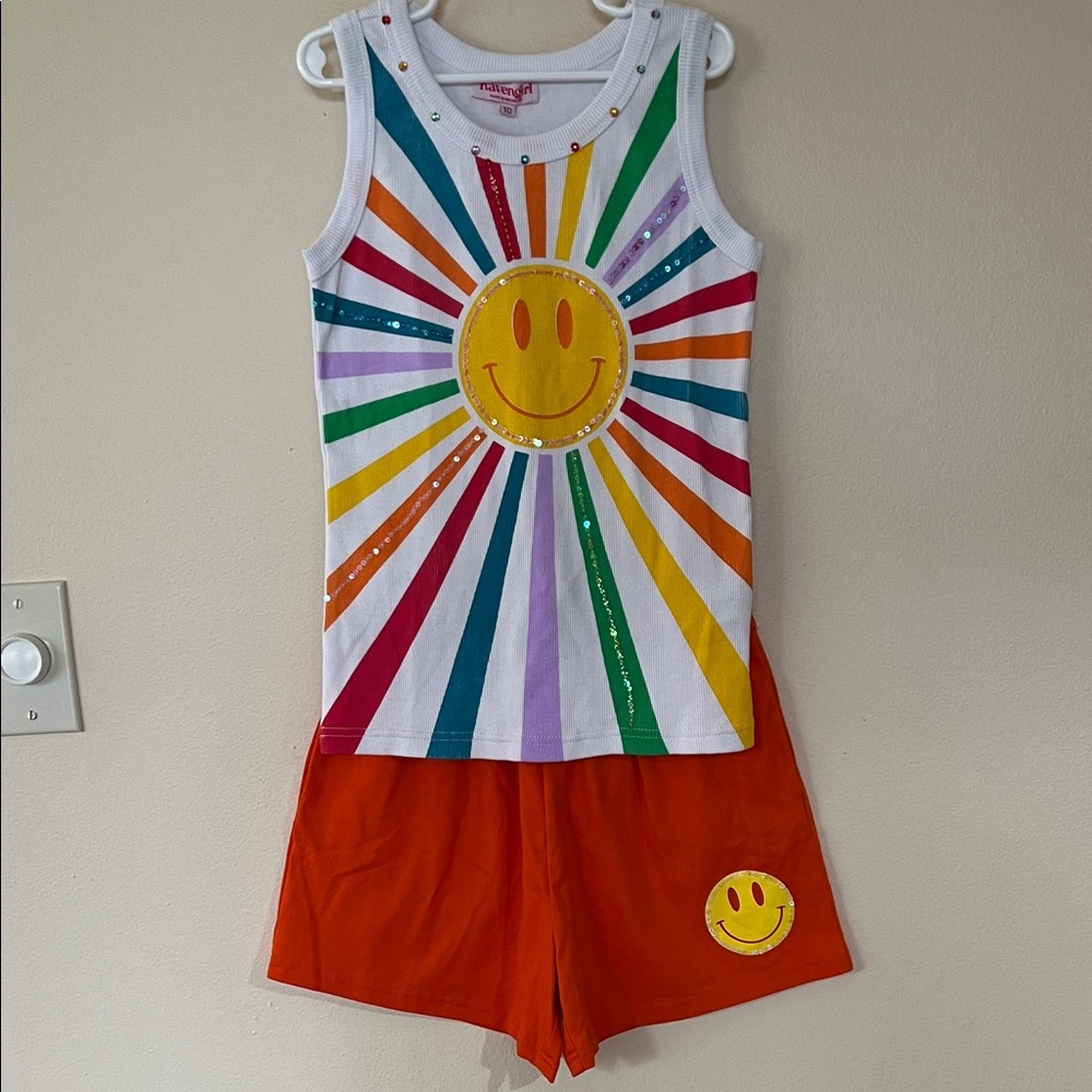 NWT Colorful Kids Smiley Happy Face Sun Matching Set